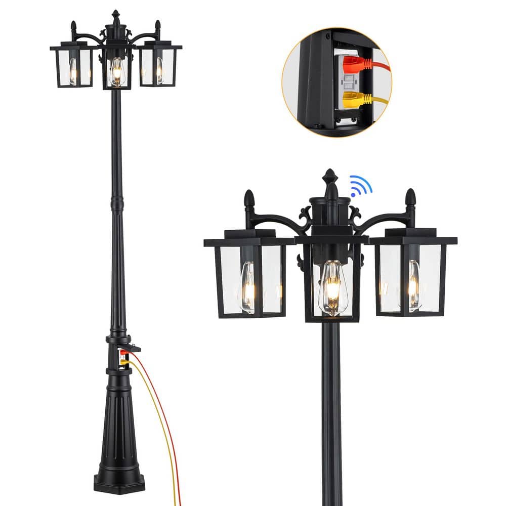 C Cattleya 3-Light Black Aluminum Dusk to Dawn Hardwired Outdoor