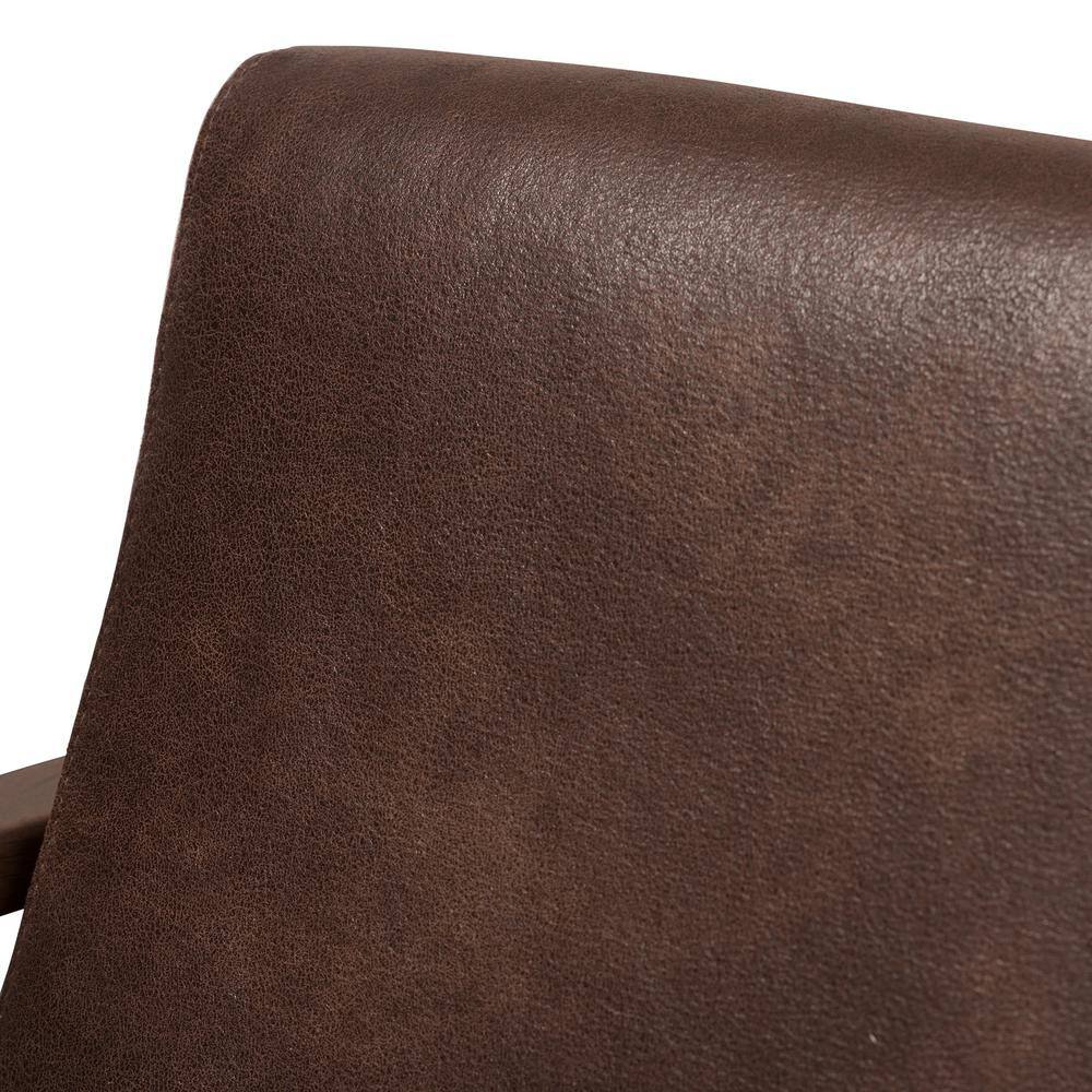 Bianca Mid-Century Walnut Wood and Faux Leather Lounge Chair Set