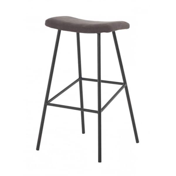 HomeRoots 30 in. Brown Black Bar Height Backless Bar Chair with Footrest