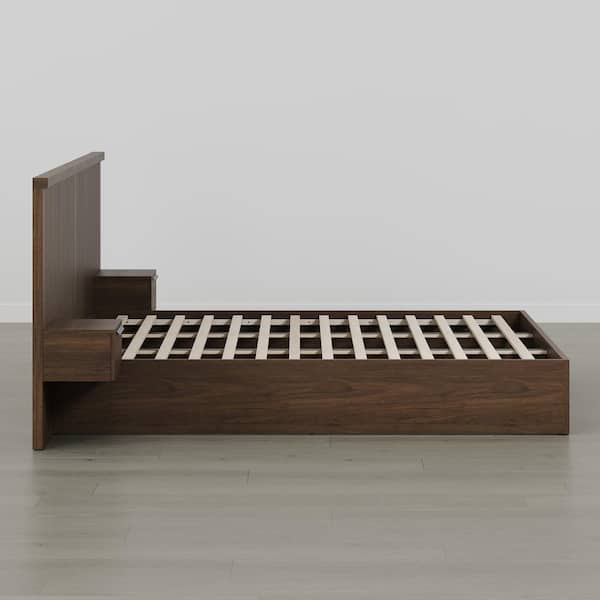 Lume Walnut Wood Frame King Platform Bed with Modern Fluted Style Bed Set, Nightstands, Easy Assembly