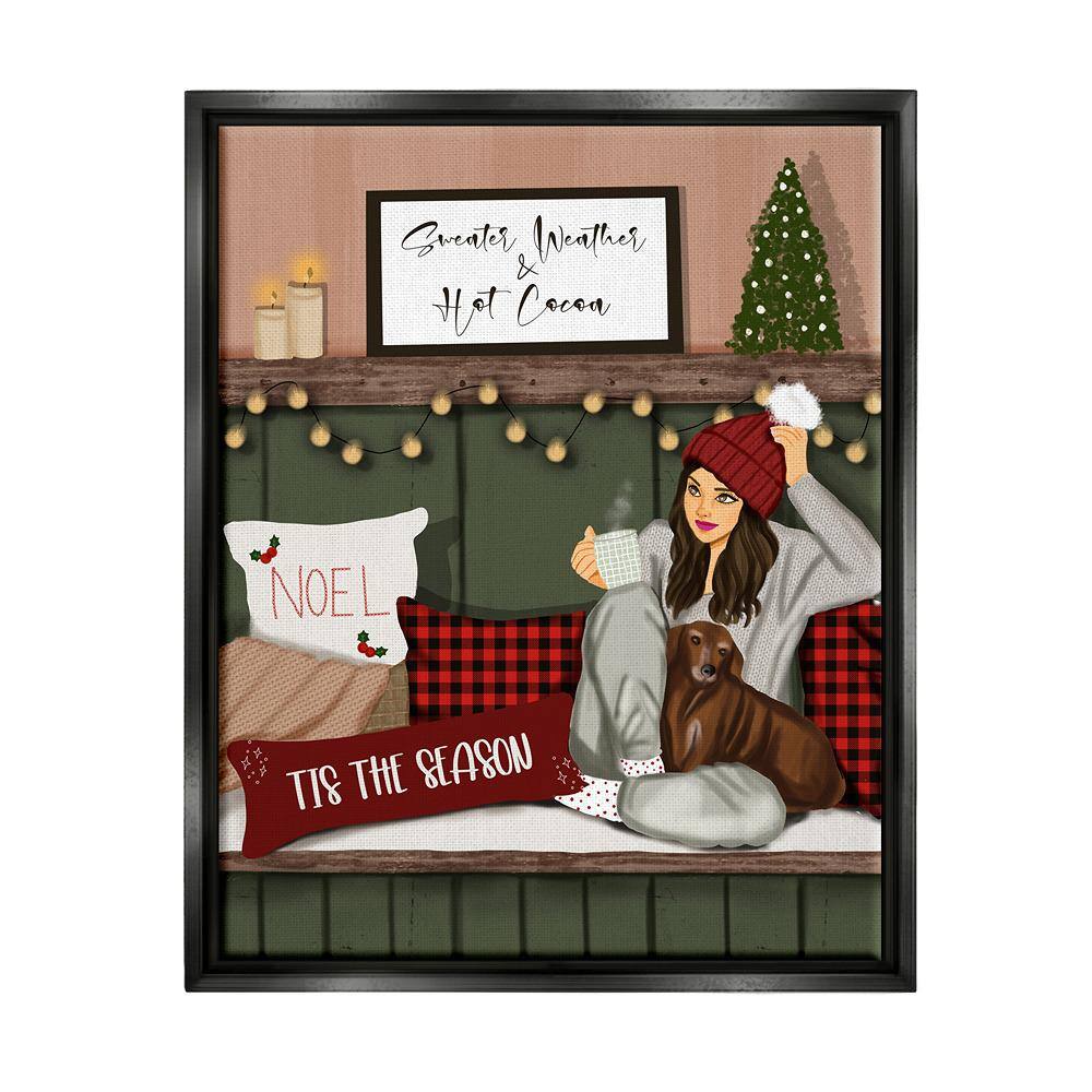 Cozy Girl with Christmas Phrase by Saba Rauf 1 Piece Floater Frame Graphic Print People Poster Art Print 21 in. x 17 in. price history on PriceWatchPro