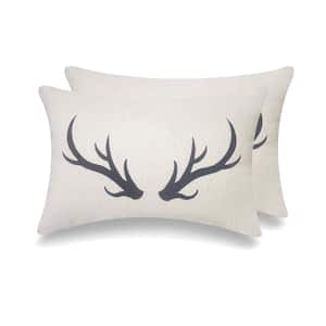 White Color Cottage Icons 16 in. L x 3 in. W Throw Pillow  (Set of 2)