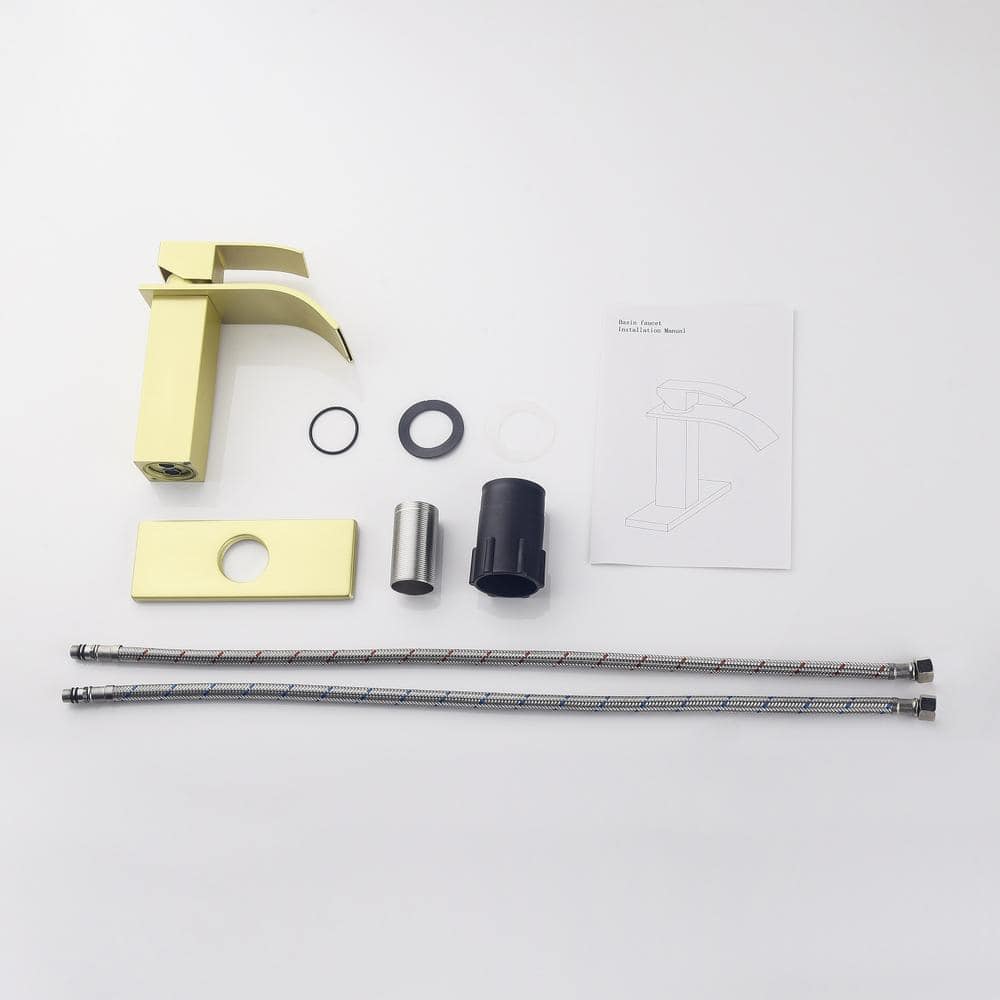 Brushed Gold Stainless Steel Waterfall Bathroom Faucet