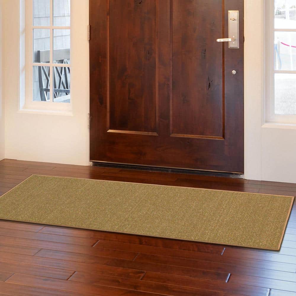 Beige Polyamide Non-Slip Rubberback Runner Rug for Kitchen
