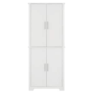 Siavonce Gray Freestanding Tall Kitchen Pantry, 72.4 in. H Kitchen Storage Cabinet Organizer with 4-Doors and Adjustable Shelves