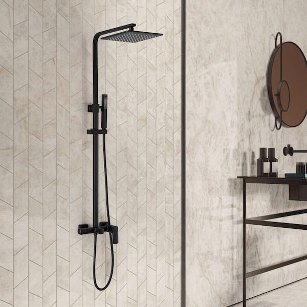 3-Spray Tub and Shower Faucet with Hand Shower in Matte Black (Valve Included)