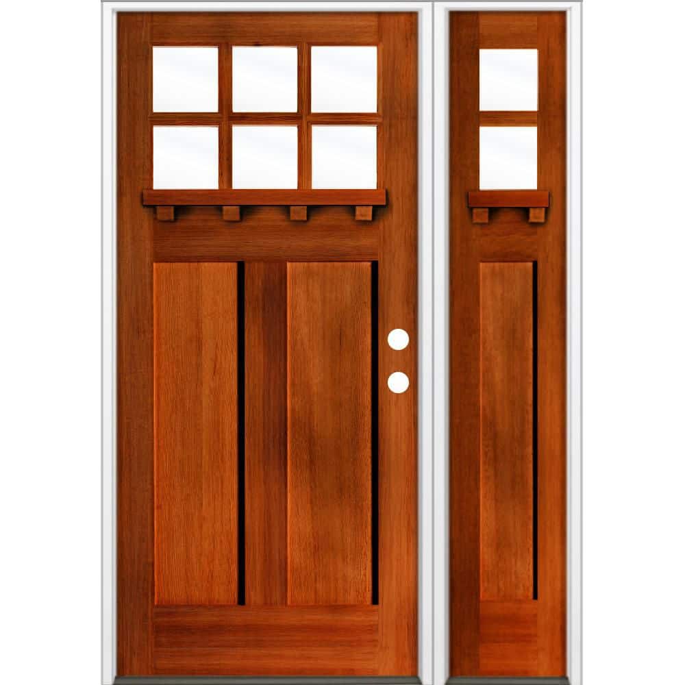 50 in. x 80 in. Craftsman 6-Lite Left-Hand/Inswing Clear Glass Red Chestnut Stain Hemlock Wood Prehung Front Door w/RSL price history on PriceWatchPro