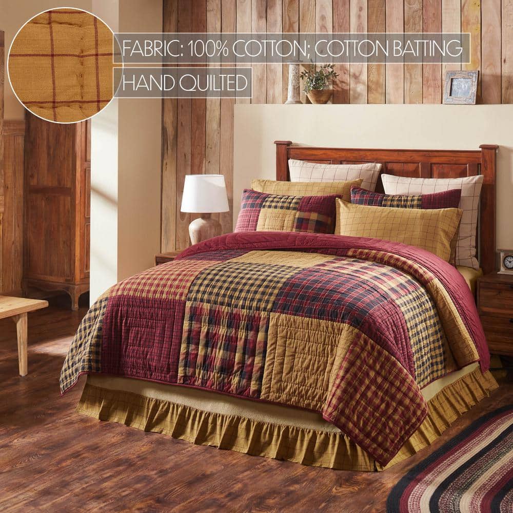 Queen Black and Burgundy Cotton Reversible Quilt