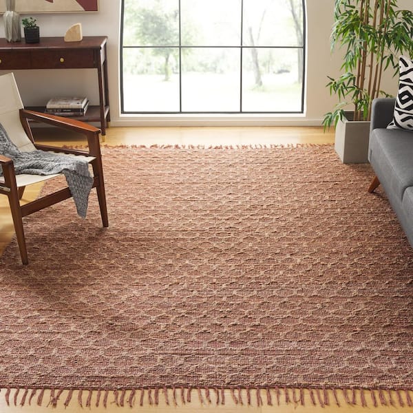 Cape Cod 8 ft. x 10 ft. Rust/Natural Trellis Lattice Area Rug