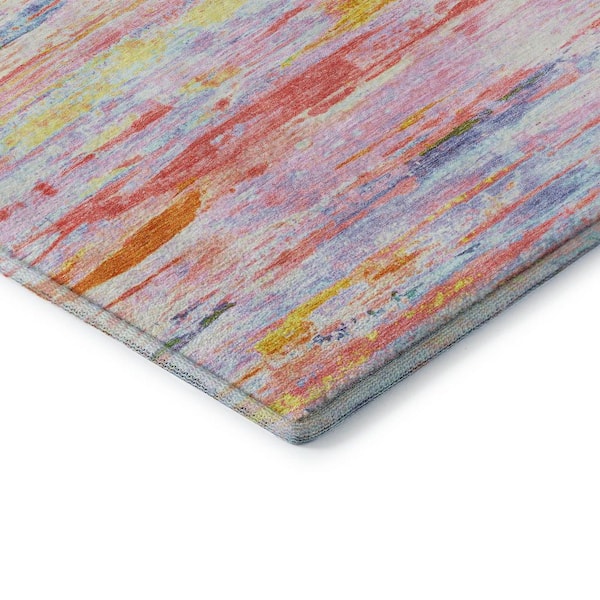 Mayfield Premium Machine Washable Abstract AMF1985 Coral 3 ft. x 4 ft. Area Rug