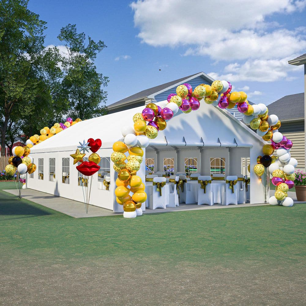 White 20 ft. x 40 ft. Outdoor Canopy Gazebo Party Tent with 3 Carry Bags an