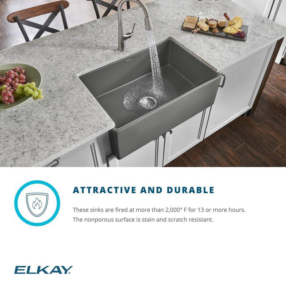 Elkay White Fireclay 30" Farmhouse Kitchen Sink