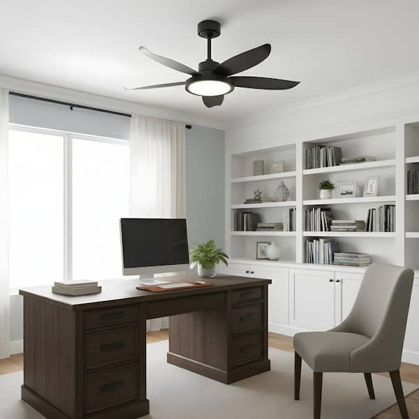 42 in. LED Indoor Black Ceiling Fan with 3 CCT and Remote Control/APP Remote Control