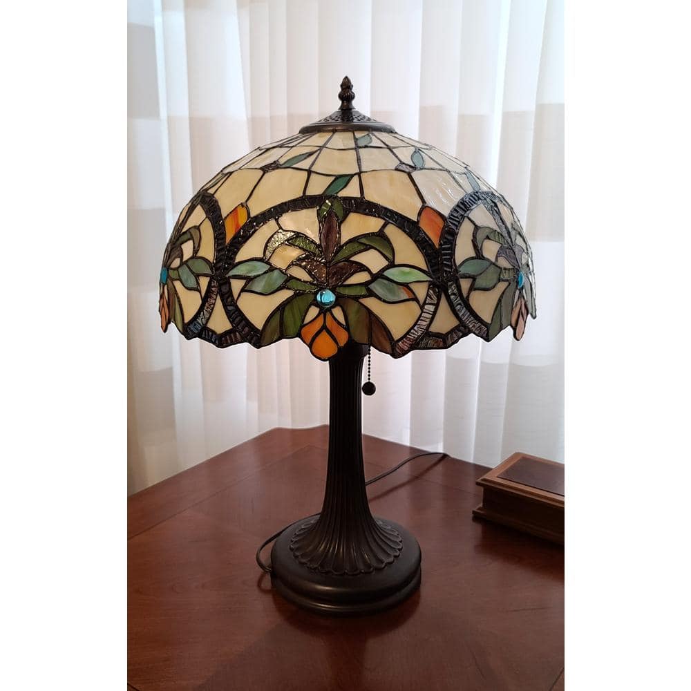 Antique Bronze 16.5" Tiffany Style Stained Glass Table Lamp