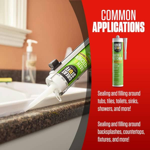 Great Stuff Bath and Kitchen 10.1 fl. oz. White General Purpose 100% RTV Silicone Sealant Caulk