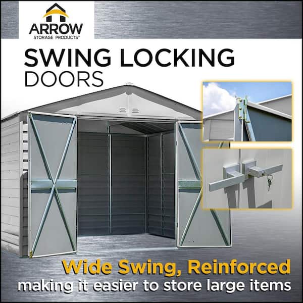 Arrow Select 10 ft. W x 8 ft. D Blue Grey Metal Shed 74 sq. ft