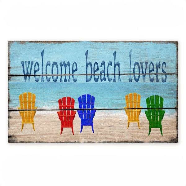 Rustic Welcome Beach Lovers Blue 18 in. x 30 in. Polyester Non-Slip Outdoor Door Mat