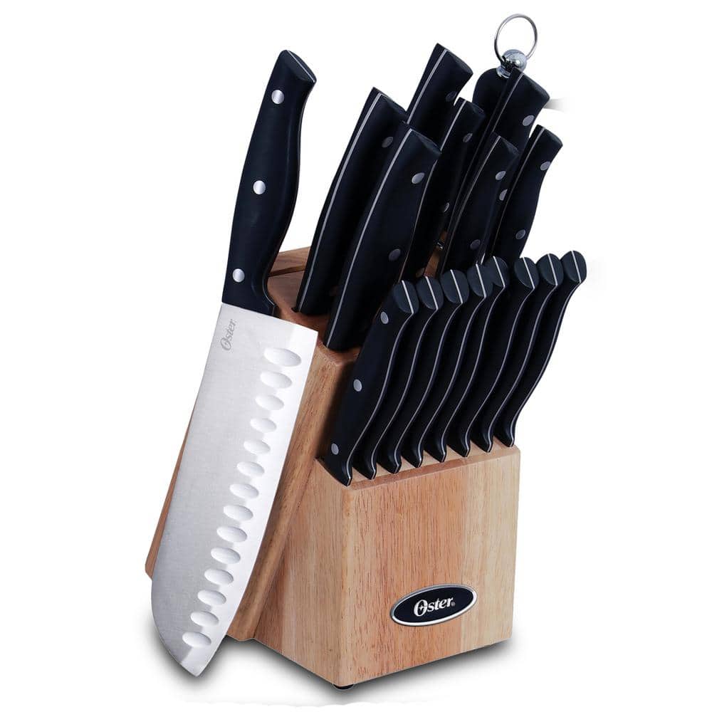 Oster Edgefield 14pc Steel Cutlery Knife Set with Black Knife Block -  20277399