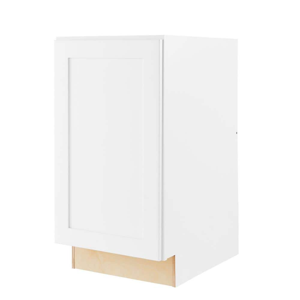 Hampton Bay Shaker 18 in. W x 24 in. D x 34.5 in. H Assembled Pull Out  Waste Bin Base Kitchen Cabinet in Satin White KBW18-SSW - The Home Depot