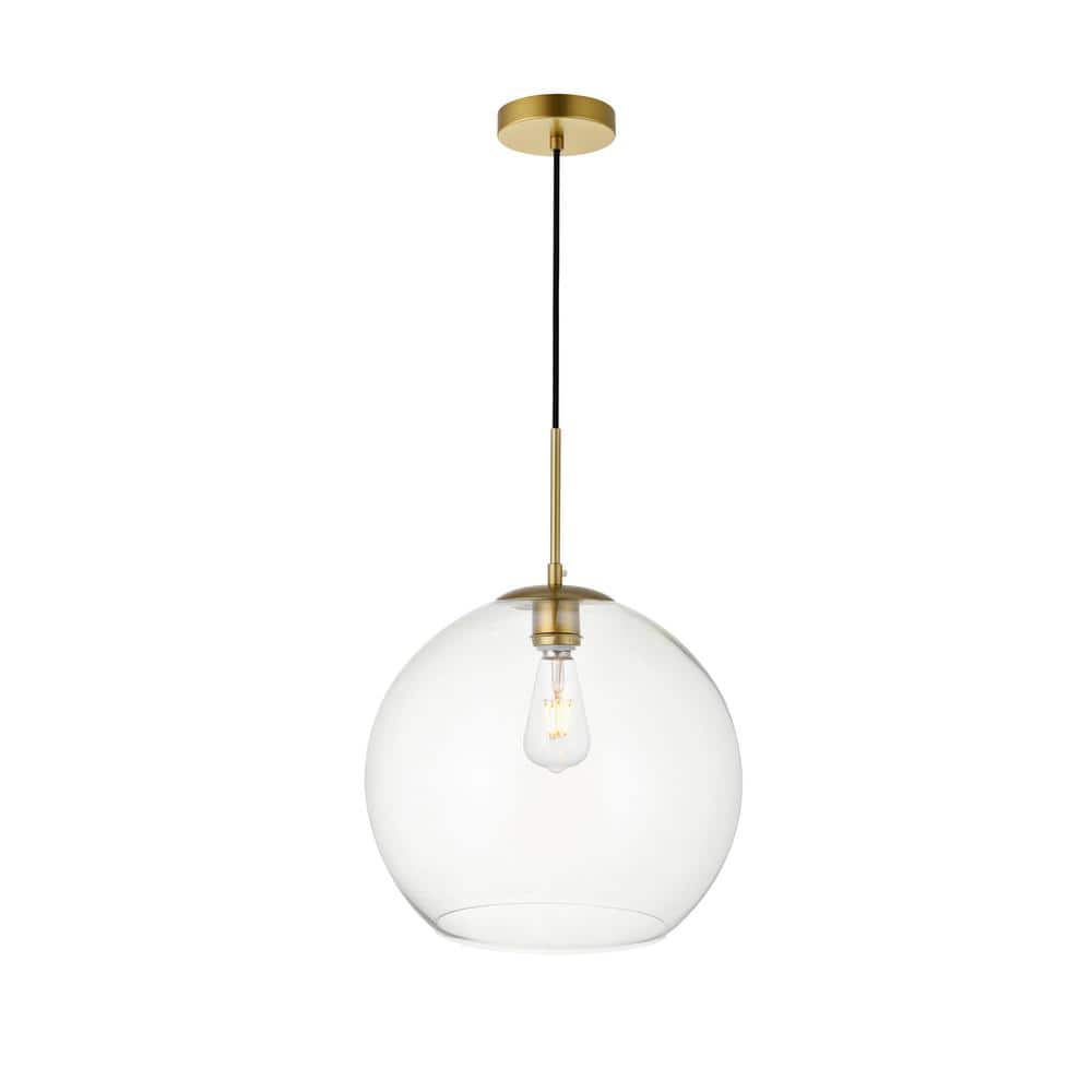 Timeless Home Blake 1-Light Brass Pendant with Clear Glass Shade