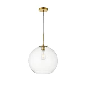 Timeless Home Blake 1-Light Brass Pendant with Clear Glass Shade