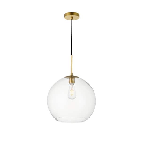 Unbranded Timeless Home Blake 1-Light Brass Pendant with Clear Glass Shade