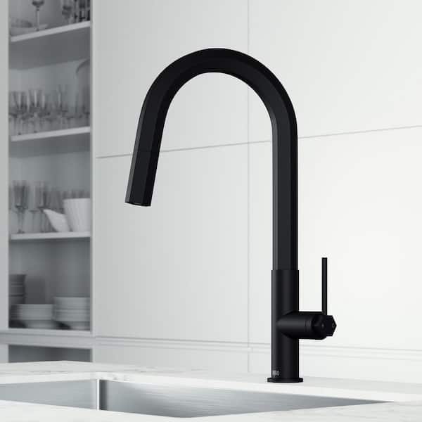 Hart Hexad Single Handle Pull-Down Spout Kitchen Faucet in Matte Black