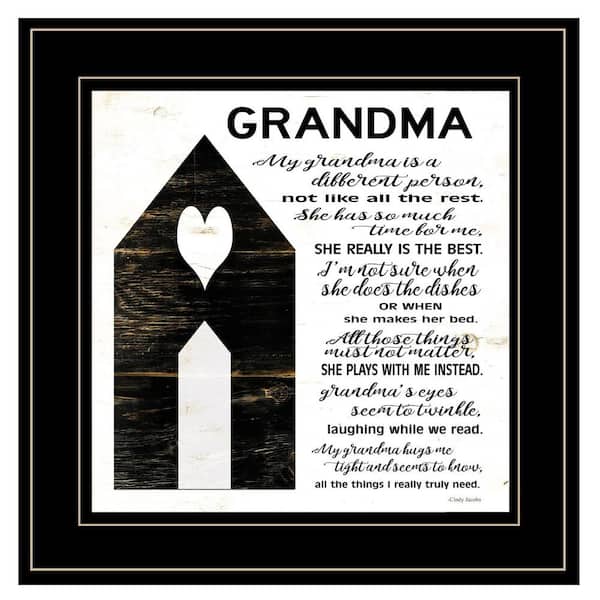 HomeRoots Charlie My Grandma is the Best 1-Piece Framed Wall Art 15 in. x 15 in.