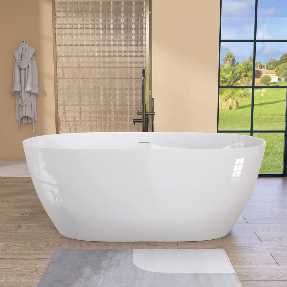 Zeafive Zey 67 in. x 29.5 in. Acrylic Freestanding Soaking Bathtub