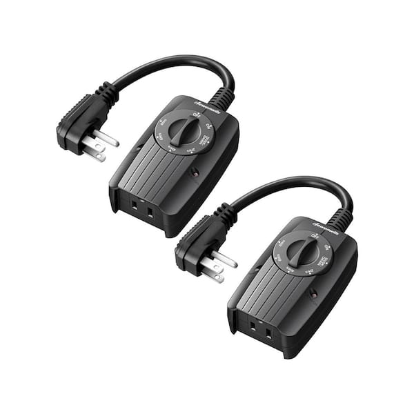 DEWENWILS Outdoor Light Countdown Timer, Dusk to Dawn,Waterproof, 2-Grounded Outlet for Garden Christmas String Light- Black