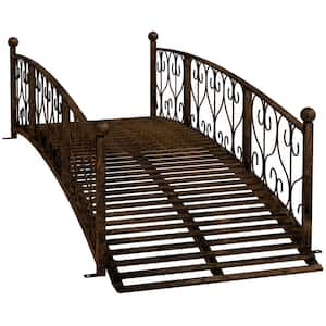 7 ft. Metal Arch Garden Bridge with Safety Siderails, Decorative Arc Footbridge