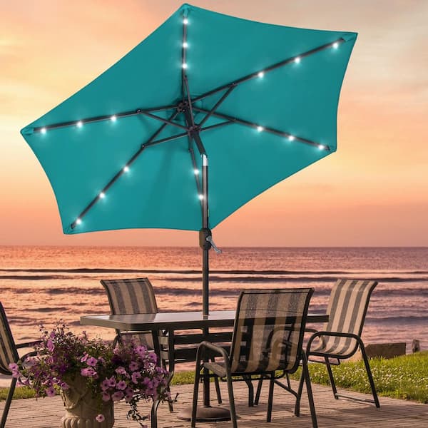 circular patio umbrella PURPLE LEAF Durable Outdoor Aluminum Round Cantilever Sun Yard Umbrellas For Pool, Deck resistant fabric Free Standing Round Patio Umbrella