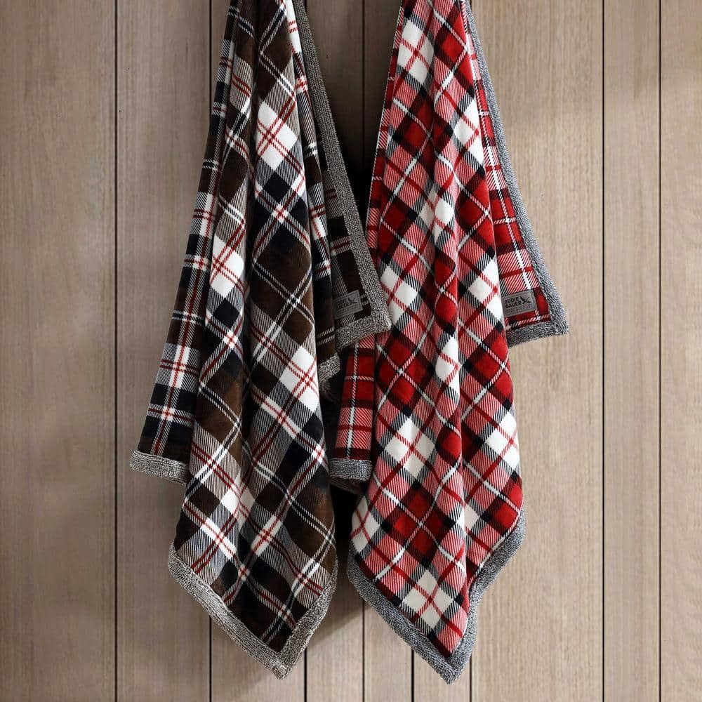Brown and Orange Reversible Sherpa Fleece Throw Blanket