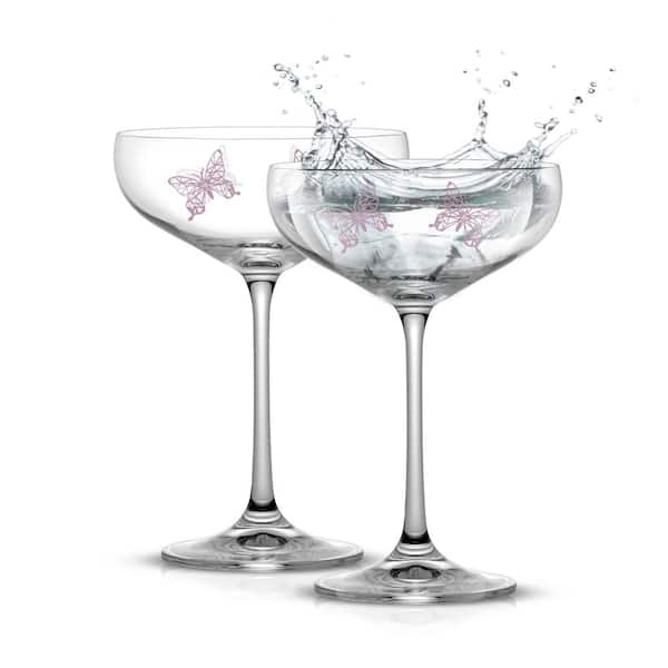 JoyJolt Meadow Butterfly 14 oz. Crystal Stemmed Martini Coupe Glass Set (Set  of 2) JME10165 - The Home Depot