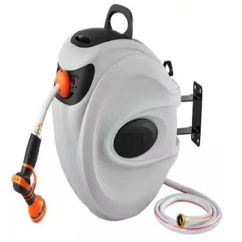 Retractable Hose Reel 5/8 in. Dia x 90 ft. Garden Water Hose Reel w/9-Pattern Nozzle 180° Swivel Bracket Wall-Mounted price history on PriceWatchPro