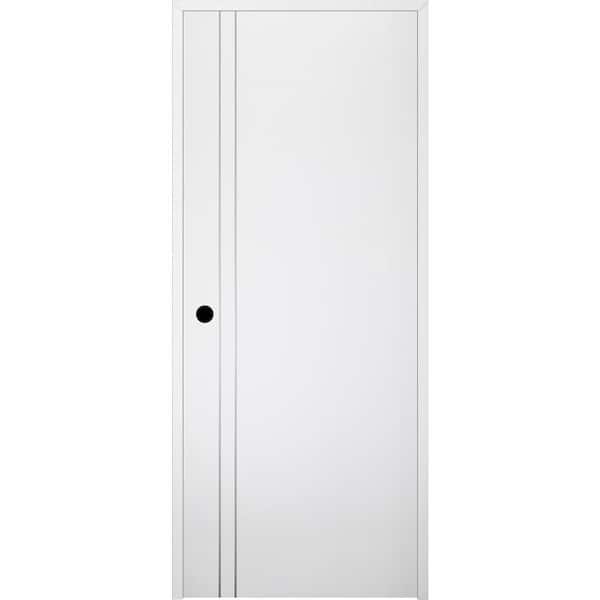 Stella 2V 18 in. x 80 in. Right-Handed Solid Core Snow White Wood Composite Single Prehung Interior Door