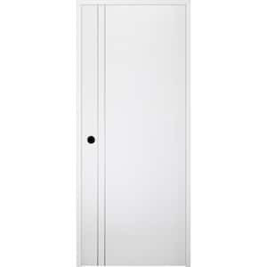 Stella 2V 18 in. x 80 in. Right-Handed Solid Core Snow White Wood Composite Single Prehung Interior Door