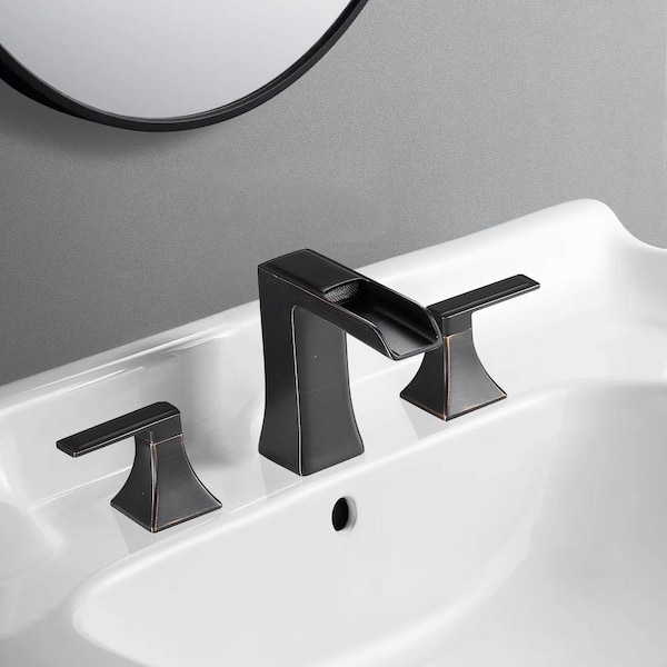Maincraft 8 in. Widespread Double Handle Bathroom Faucet with Drain Kit Included in Oil Rubbed Bronze