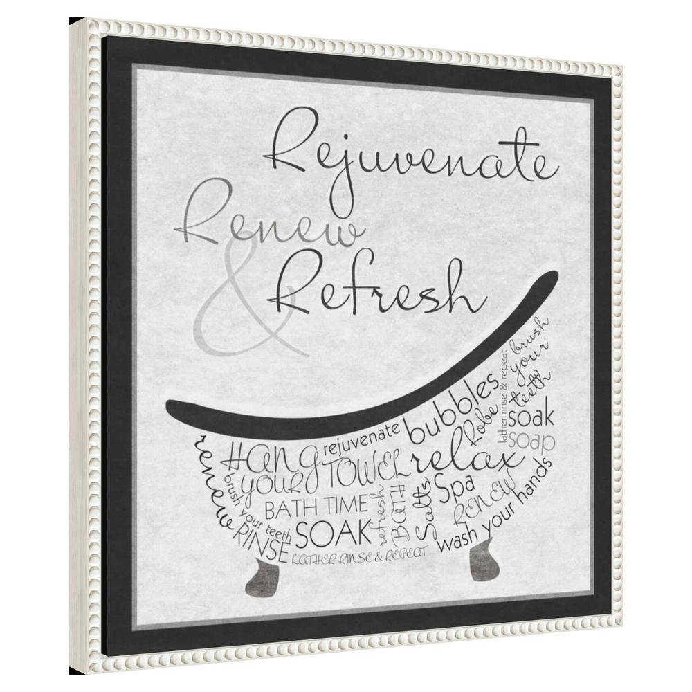 22"x22" White and Black Canvas Bath Quote Framed Art