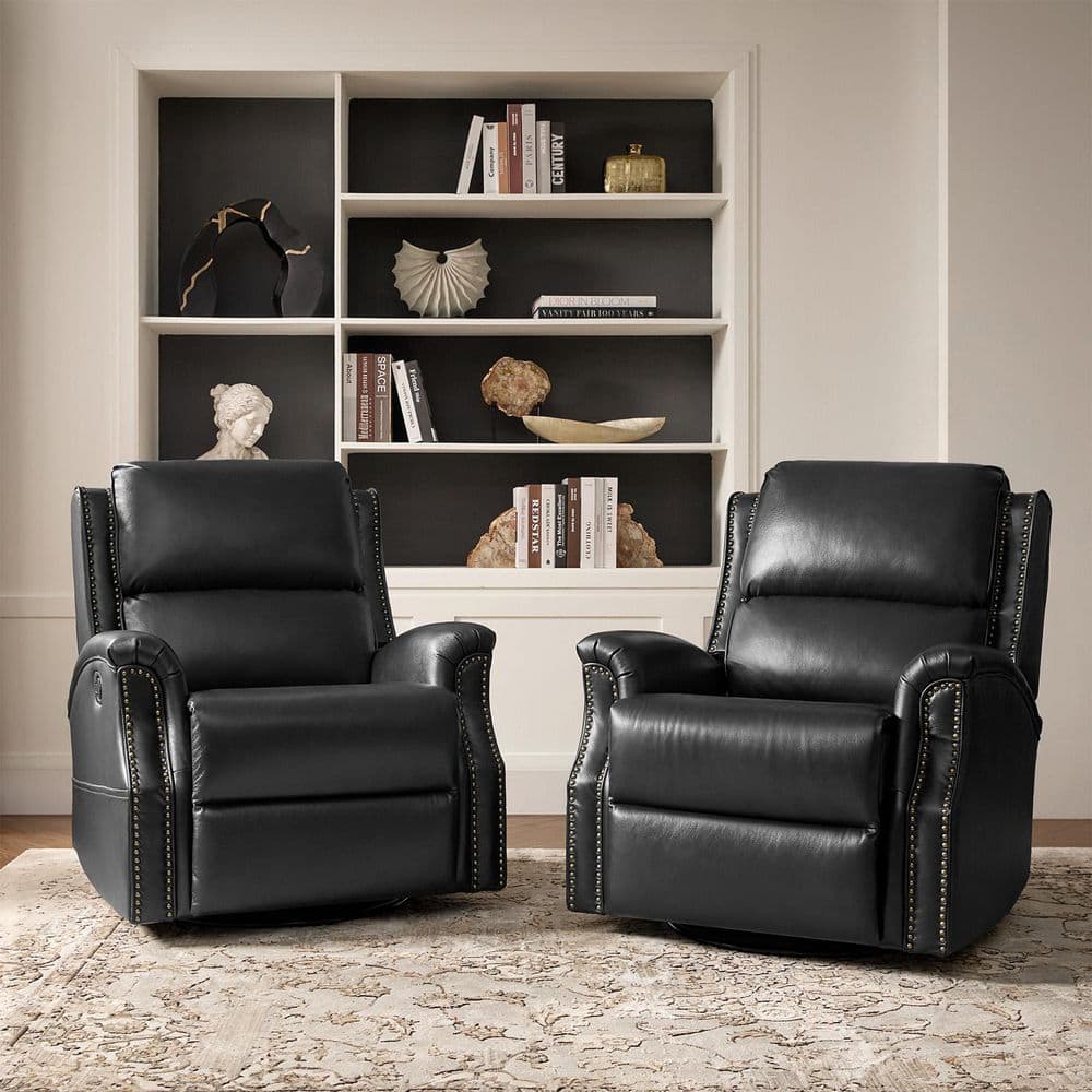 JAYDEN CREATION Felisa Black Transitional Genuine Leather Glider