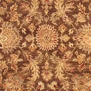 Agra Brown/Ivory 9 ft. x 12 ft. Floral and Botanical Lamb's Wool Area Rug