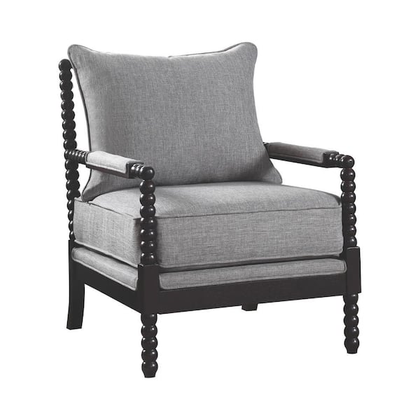Benjara 38 in. H Gray Fabric Turned Designing Accent Chair