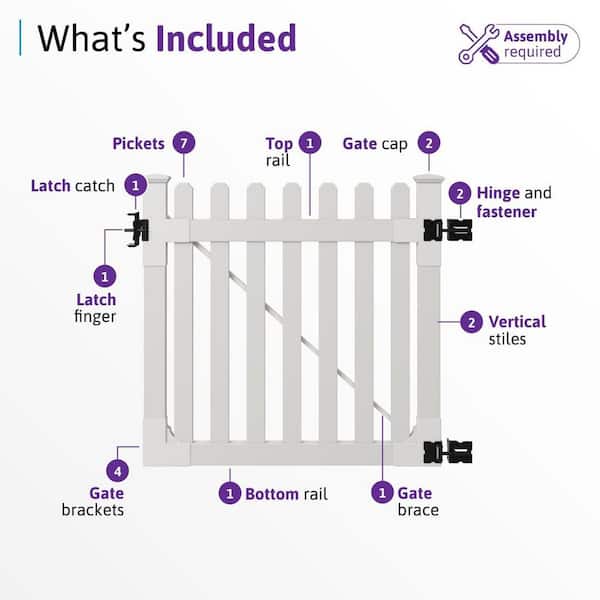 WamBam Fence 4 ft. x 4 ft. Premium Vinyl Classic Picket Fence Gate with Stainless Steel Hardware