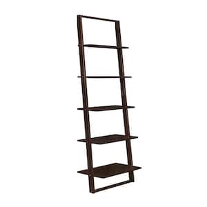 Lytle Creek 72.4 in. 4 Shelf Brown Wood Ladder Bookcase