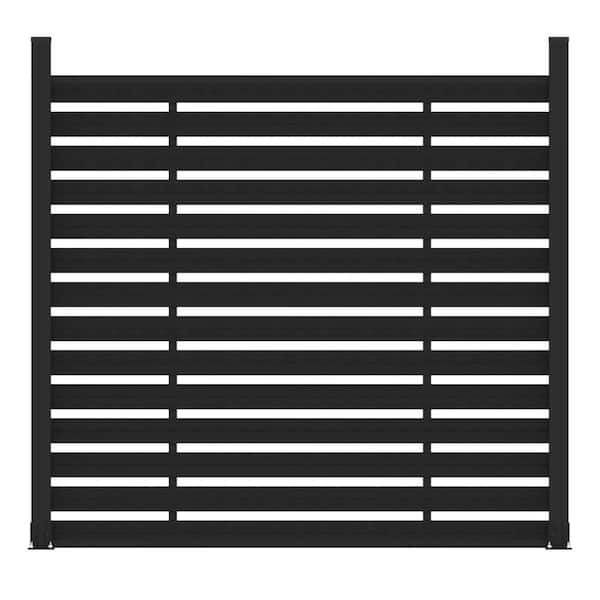 Outdoor Lattice 6 ft. H x 6 ft. W Waterproof Black Composite Fence Panel Kit with Two Posts