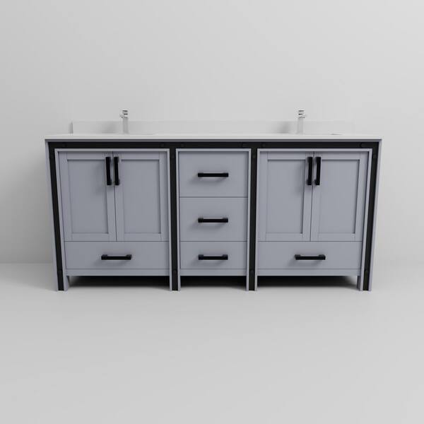 Lexora Ziva 72 in W x 22 in D Dark Grey Double Bath Vanity, White