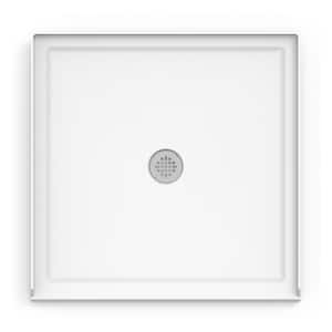 Catalina 36 in. L x 36 in. W Alcove Shower Pan Base with Center Drain in White