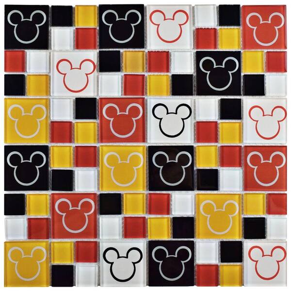 Disney Mickey Multi 11-3/4 in. x 11-3/4 in. x 5 mm Glass Mosaic Tile