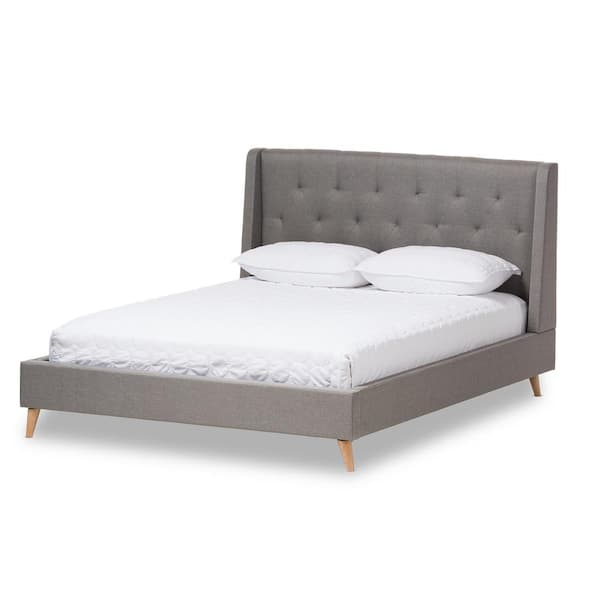 Baxton Studio Adelaide Gray Fabric Upholstered Queen Platform Bed