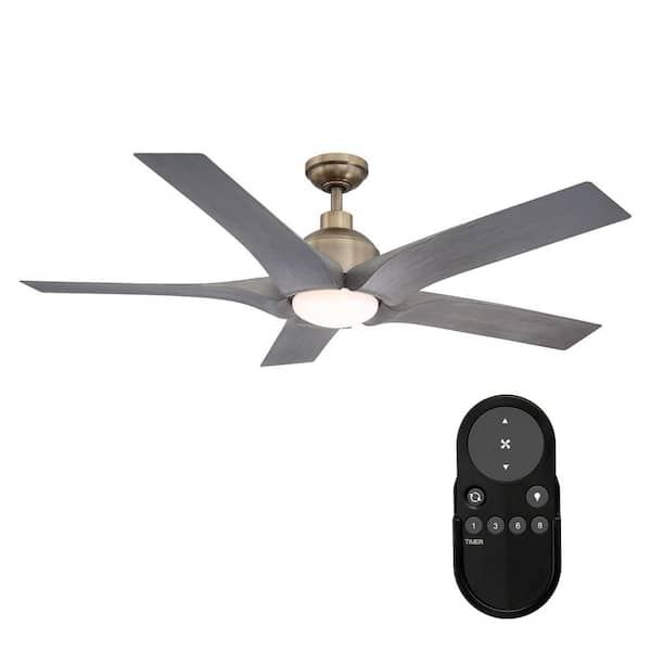 matrix decor Modern 56 in. Indoor Brushed Bronze DC Motor 5-Blade Ceiling Fan with 3000K LED Light and Remote Control